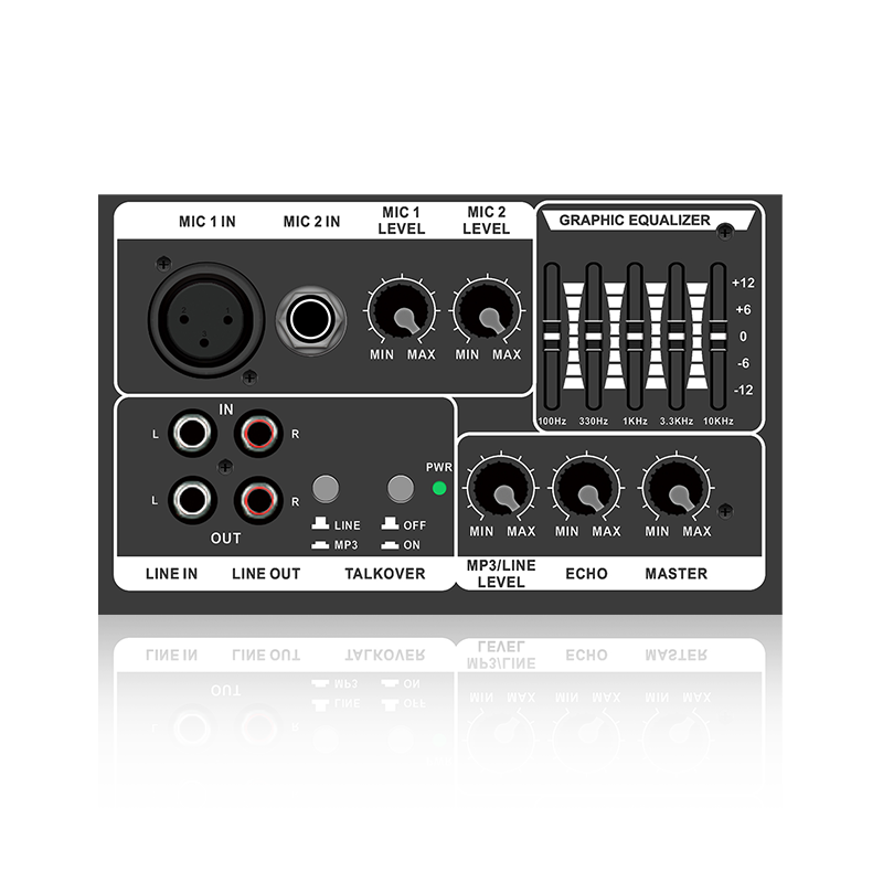 PL13-5EQ+AC: クラス AB アンプ用の 2 つのマイクチャンネルとマイク優先水平アナログ機能モジュール