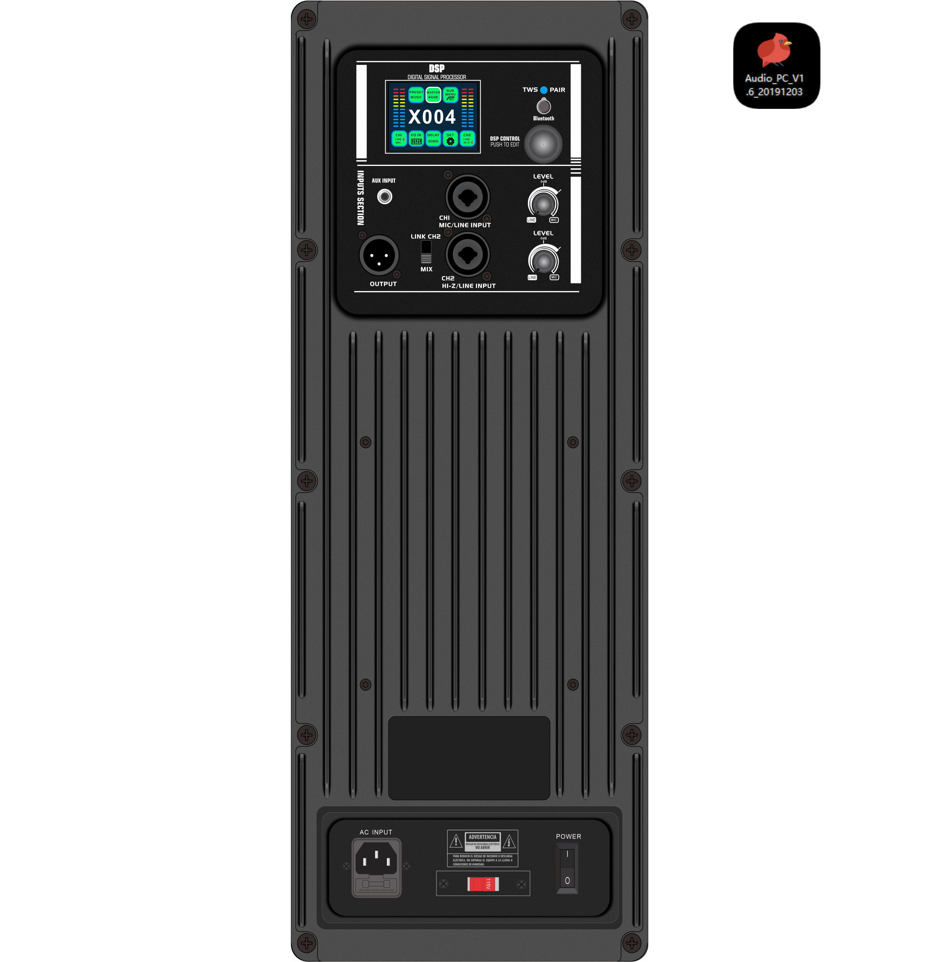 DSP2408 カラースクリーン 2 ウェイ アクティブ スピーカー アンプ (DSP 搭載)