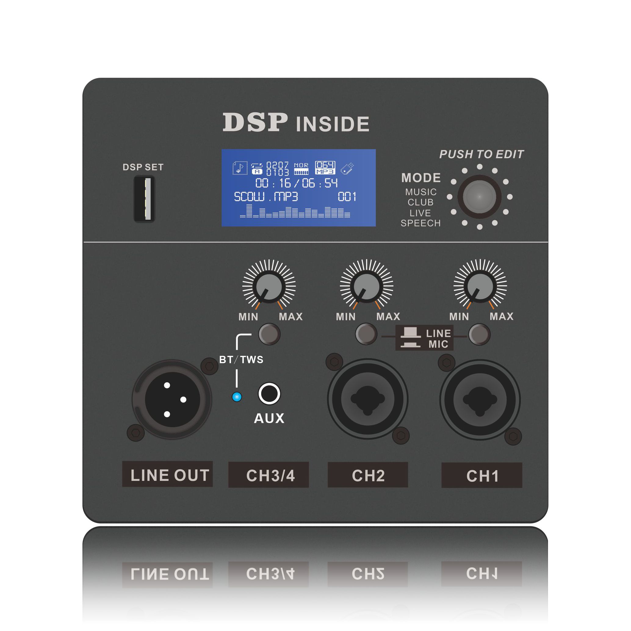 DSP1801: アクティブ全周波数スピーカー ADAU1701 ベースの DSP 機能モジュール