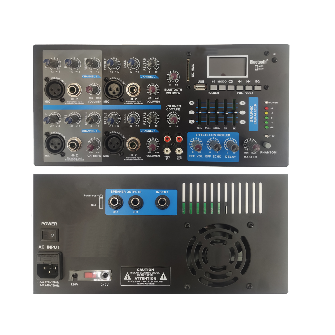 4 チャンネル パワード Bluetooth カラオケ ミキサー アンプ SB4200