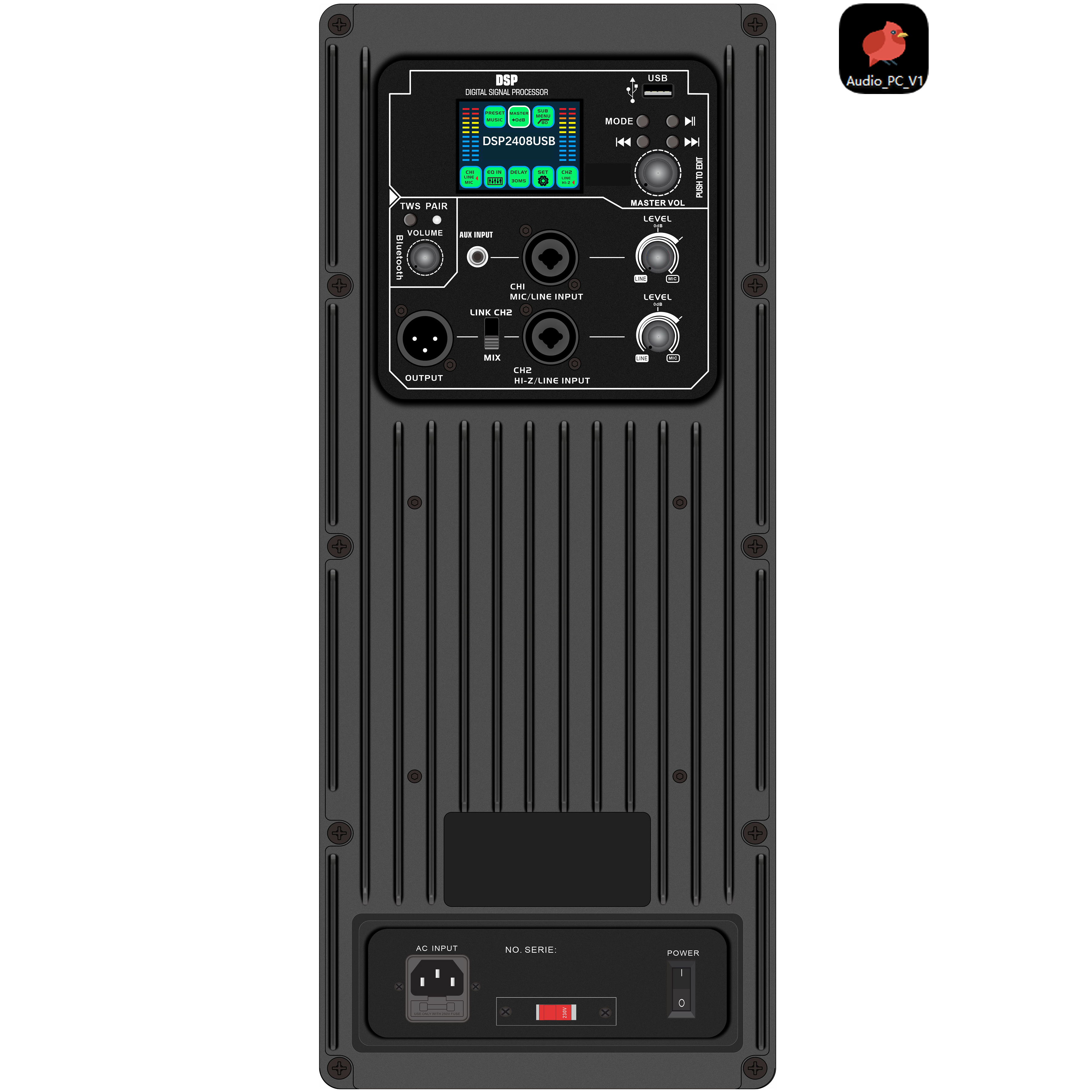 DSP2408USB カラースクリーン DSP アクティブパワーアンプ、USB フラッシュドライブオーディオ再生機能付き